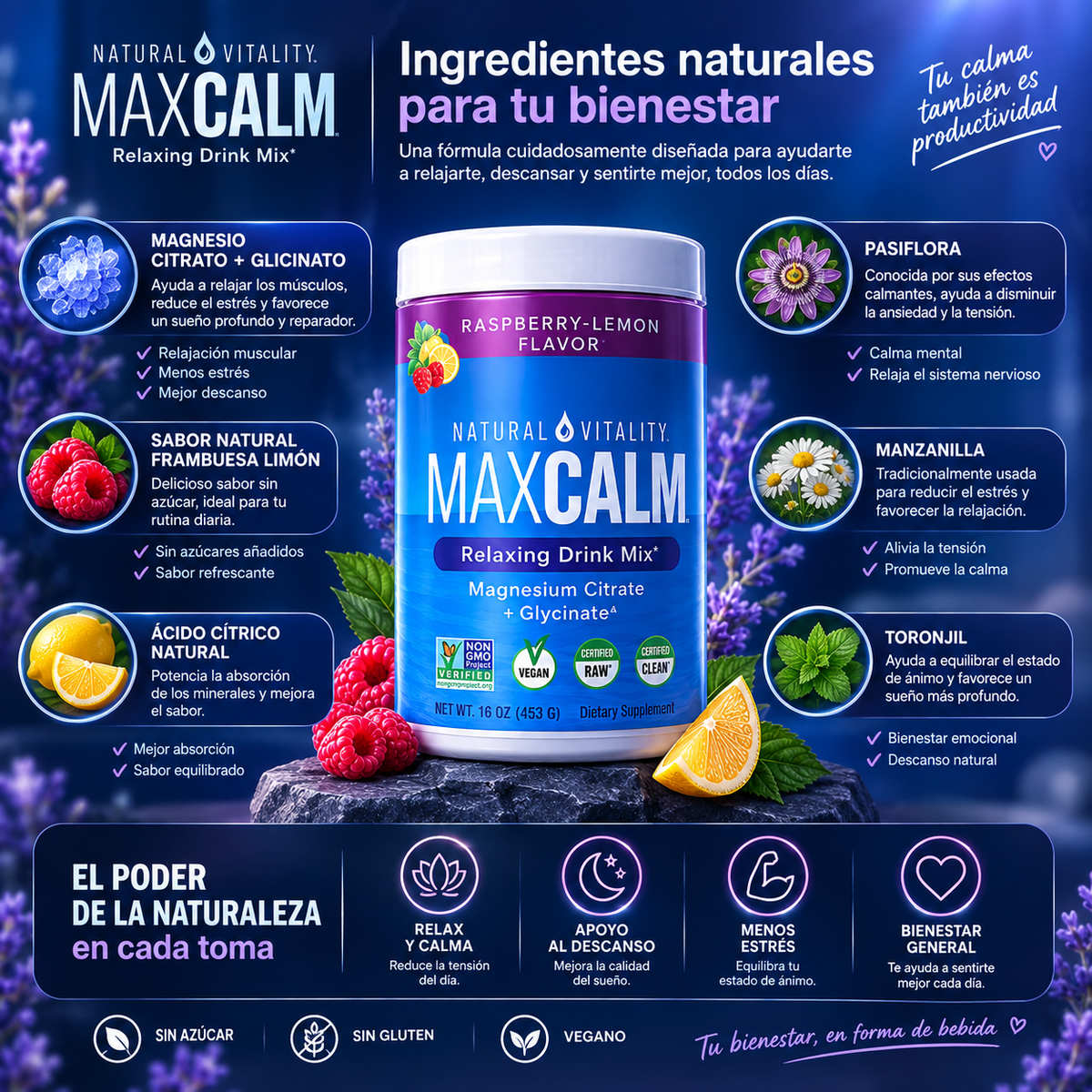 MAX CALM® Bebida Relajante de Magnesio