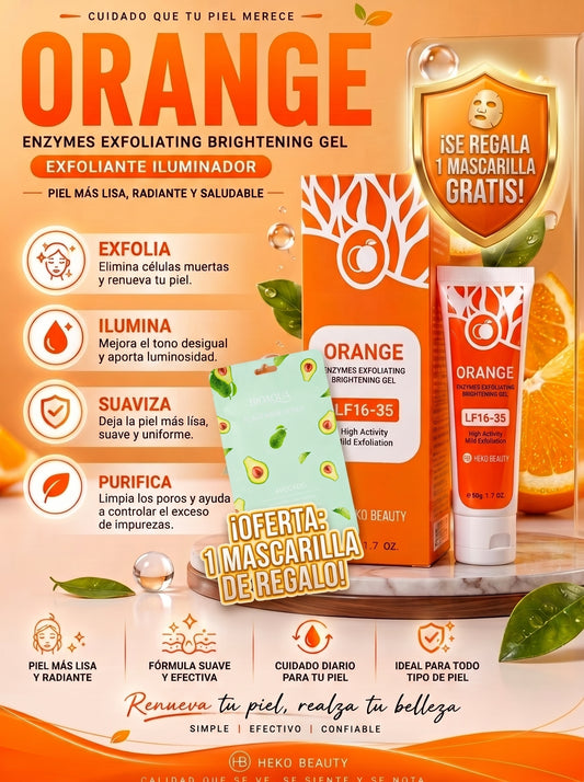 GEL EXFOLIANTE ORANGE + MASCARILLA FACIAL GRATIS